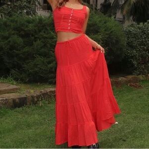 Red set - top and skirt.